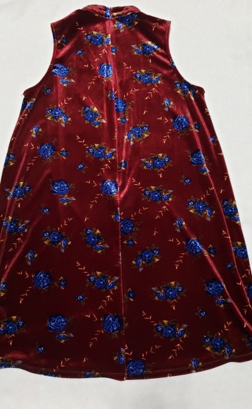 Red Floral Dress Silk Velvet Soft Size Medium - Picture 7 of 8